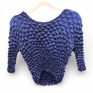 Vintage Y2K Midnight Blue Magic Popcorn Bubble Top